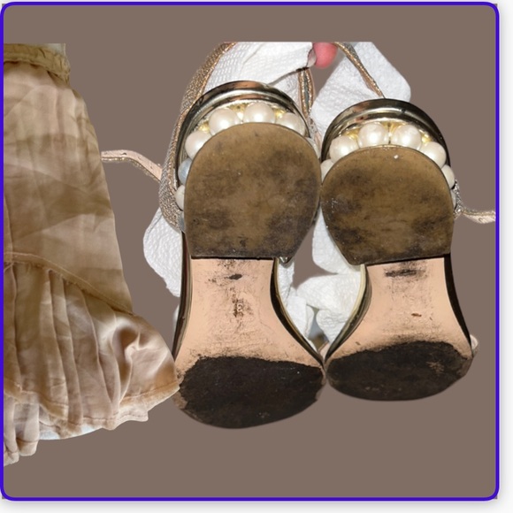 Nicholas Kirkwood glitter flats pearl heel sandals ballet shoes slide in t strap - Picture 3 of 8